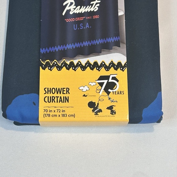 Peanuts Snoopy Patriotic Shower Curtain 70x72 "Good Grief" 75 Years U.S.A. New - Picture 3 of 5